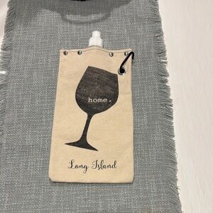 Canvas Wine Tote with Glass Design